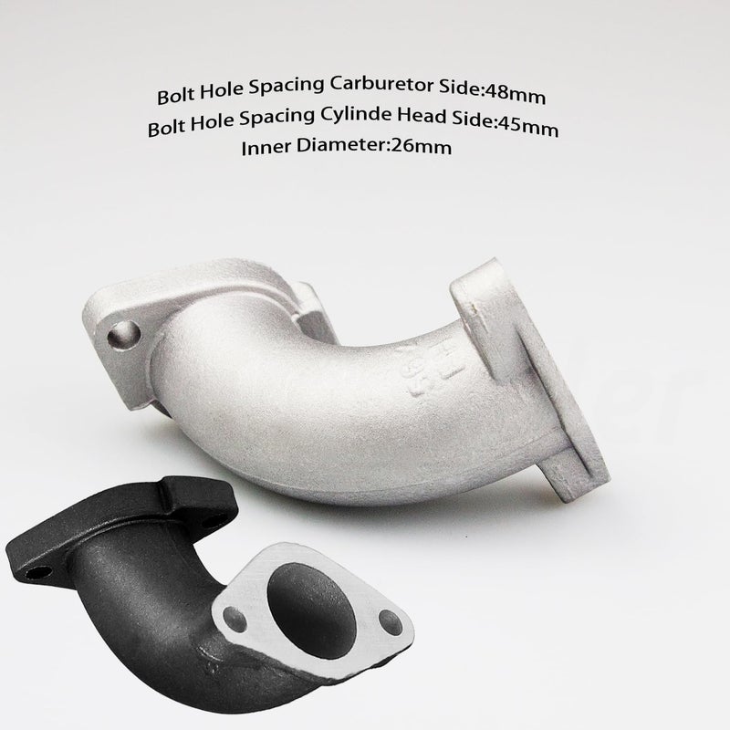 amavoler Intake Manifold Pipe 56-2 Inlet Gasket 26mm Aftermarket Parts Fit for VM22 26mm Carburetor Tao Tao Zongshen Lifan YX Apollo 110cc 125cc 140cc Engine Pit Dirt Bike. (silver) - Image 3
